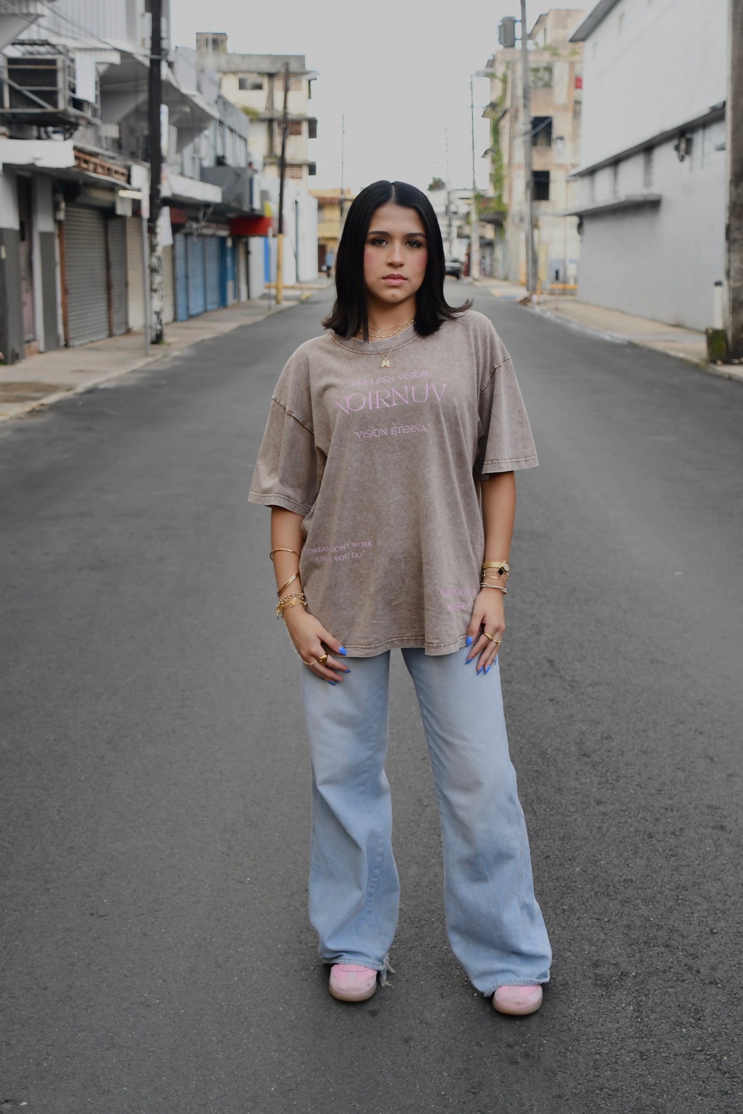 3 Languages Oversize Short Sleeves Tee